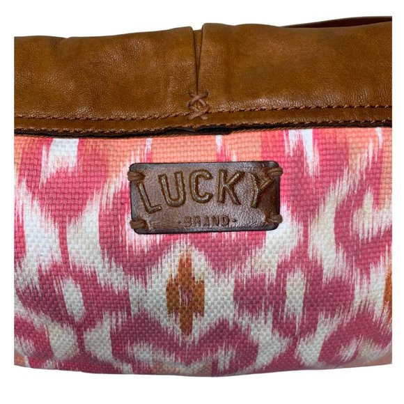 LUCKY BRAND HIPPIE BOHO CROSSBODY Pink and Brown - Picture 4 of 12